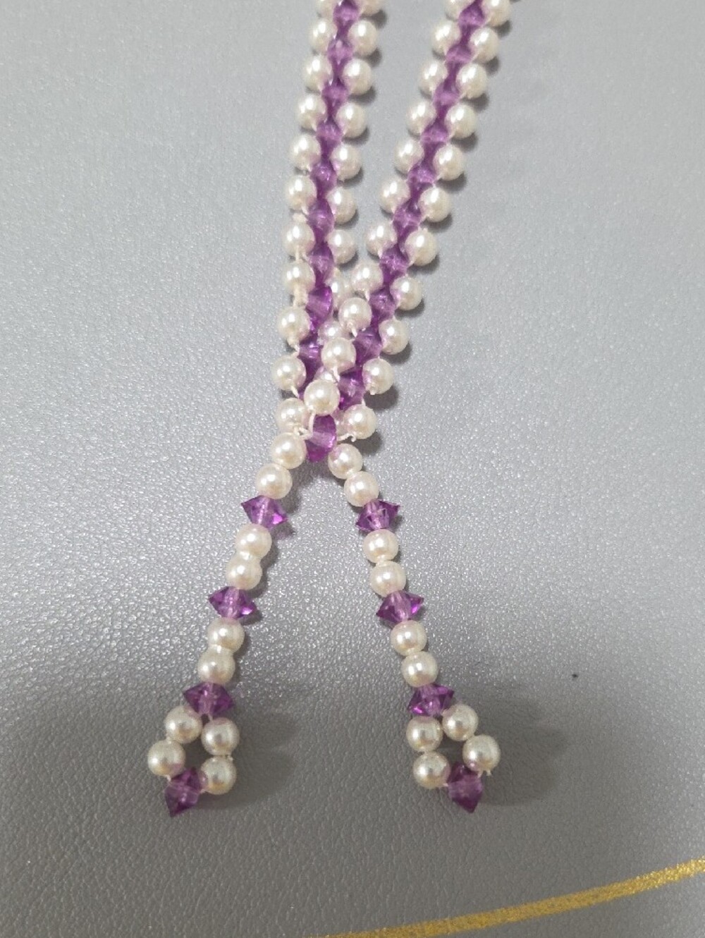 Pearl and Purple Bead Strand Necklace - Women Jewelry - Picture 2 of 5